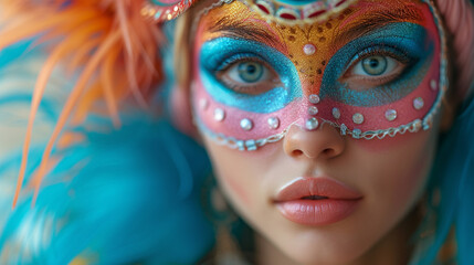 Wall Mural - portrait of a woman in carnival mask