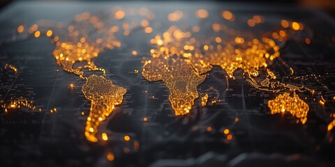 Aufkleber - A Nighttime Satellite Image Capturing the Electric Veins of Civilization and the Intensity of Global Urbanization, Generative AI