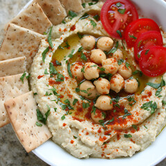 Wall Mural - Fresh Hummus Photograph