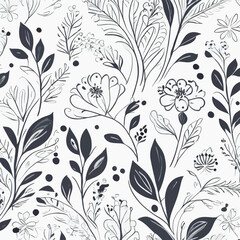  cute silver floral pattern on a white background.