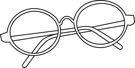 Sticker - Round Glasses Outline Illustration Vector