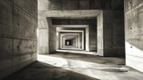 Fototapeta Do przedpokoju - Modern Concrete Tunnel Structure with Abstract Side Openings