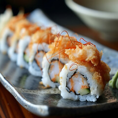 Wall Mural - Shrimp Tempura Sushi Roll photograph