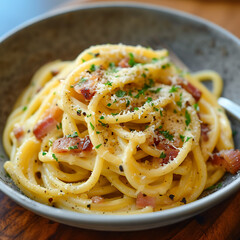 Wall Mural - Pasta Carbonara Photograph