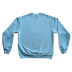 Wall Mural - Blank Long Sleeve Sweatshirt Color Light Blue Front View Template Mockup on Transparent Background