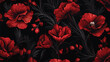 Fatal dark pattern with red flowers on a dark.