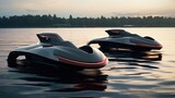 Futuristic electric jetboards water sports