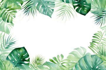 Wall Mural - watercolor leaves tropical border design