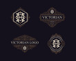 Victorian style monogram with initial AS or SA. Templates set designs. Can be applied on stationery, invitations, signage, packaging, or even as a branding element and etc