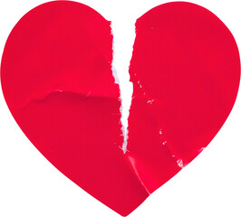Wall Mural - red color broken heart shape sticker isolated on white background