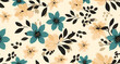 nutty beige flowers and leaves pattern