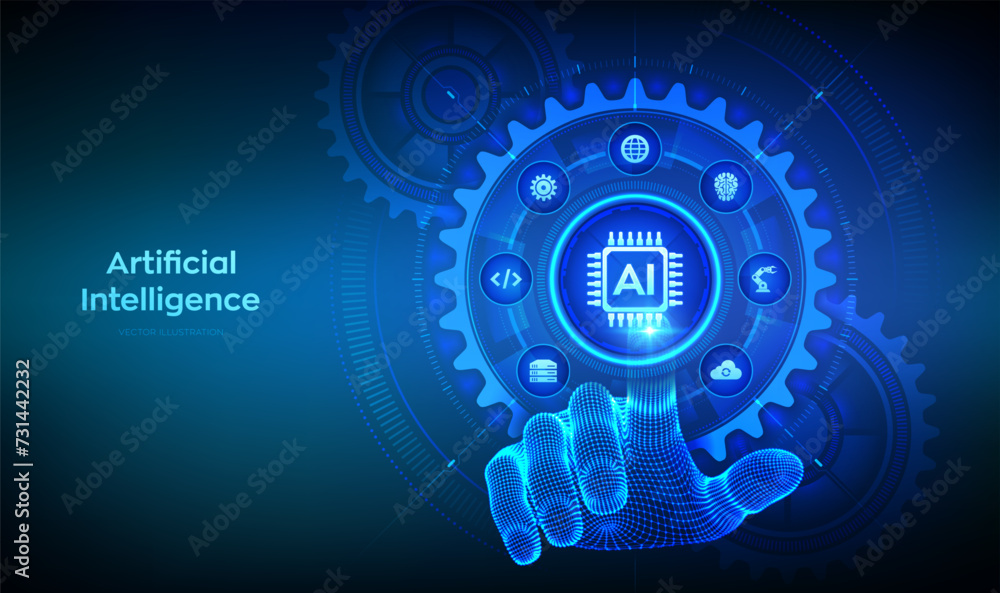 AI. Artificial intelligence. Machine learning concept. Big data ...