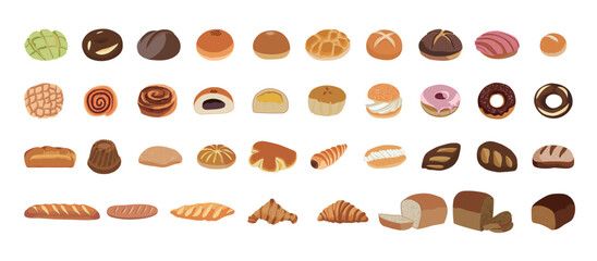 Wall Mural - A collection of illustrations of various types of bread.