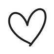 © PPCREATIVES - Hand drawn outline of heart for black and white sticker, tattoo, fabric print, decorations, clip art, love logo, icon, Valentine's Day, social media post, card, sign, symbol, February element