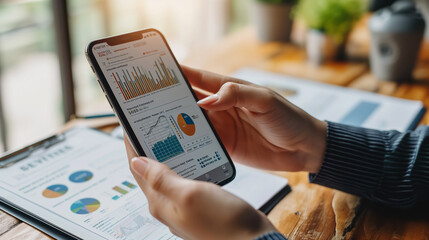 Closeup of hands using a tablet to do financial planning and budgeting apps.