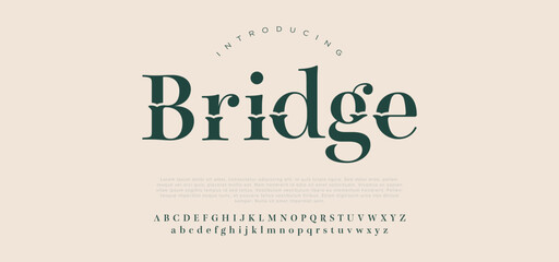 Wall Mural - Bridge font creative modern alphabet fonts. Typography colorful bold with color dot regular. vector illustrator