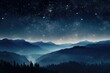 A stunning night sky filled with stars and majestic mountains in the backdrop, Smoky haze against a starry night, AI Generated