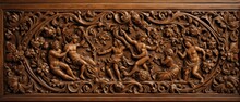Rustic Wooden With Intricate Carvings, Renaissance Style.