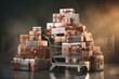 Make your holiday shopping a breeze with a shopping cart piled high with beautifully wrapped presents, Wrapped boxes of various sizes stacked skillfully in a shopping cart, AI Generated