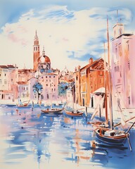 Wall Mural - venice italy scenery in classic painting style 