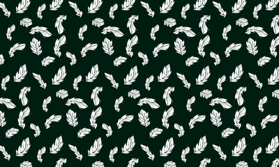 Wall Mural - Seamless pattern with feathers on a green background. Vector illustration