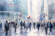 ビジネス街を歩く人々のビジネスシーン「AI生成画像」
