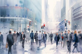 Fototapeta  - ビジネス街を歩く人々のビジネスシーン「AI生成画像」