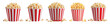 Popcorn tub vector set isolated on white background