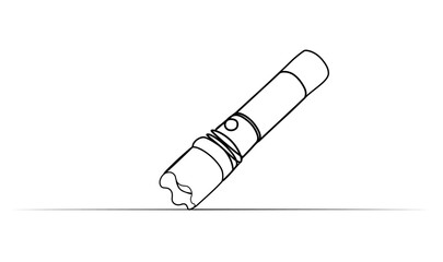 Wall Mural - continuous drawing of a flashlight with one line. vector