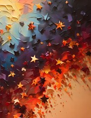 Wall Mural - Warm color background with falling stars Generative AI
