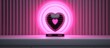 heart on a bar counter with a pink neon background