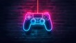 © Zahid - Neon video game icon control game vector illustration. light banner