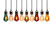 Hanging Pendant Lights with Edison Bulbs Isolated on White Background