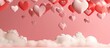 Valentine's Day background with pink heart and flowers.