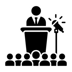 Sticker - Podium Icon Vector Person Public Speech for Presentation white background