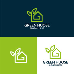 Wall Mural - green house logo design vector illustration