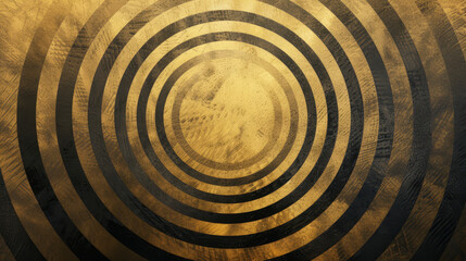 Canvas Print - Shimmering gold concentric circles with a reflective metallic texture and hypnotic effect.