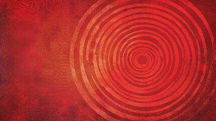 Canvas Print - Rich red concentric circles with a textured, antique appearance.