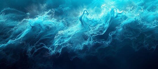 Wall Mural - Blue electric fluid underwater in marine biology