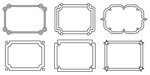 Wall Mural - set of frames. rectangle outline frames. black frame for text. vector