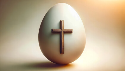 Sticker - Resurrection Symbol: Wooden Cross on an Easter Egg