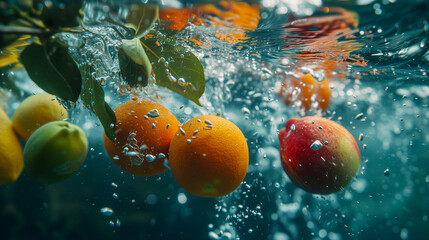 Wall Mural - Submerged Garden Vegetables in a Watery World