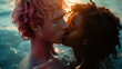 Embracing Love Intimate Portrait of a Young Couple's Tender Kiss
