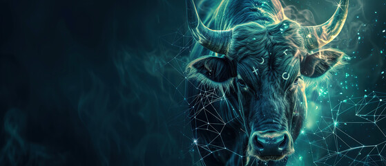 Wall Mural - Image of a Zodiac taurus background, with empty copy space 