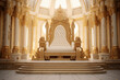 Luxurious golden throne at the royal palace, illustration generative AI