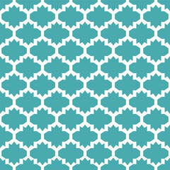 Wall Mural - Seamless pattern with teal geometric Moroccan tiles