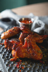 Poster - BBQ chicken wings with sauce