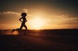 © Tetiana - Young sporty girl running at sunset. Lifestyle sports motivation.