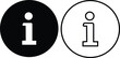 © WaQar - Info icons set. Information black circle vector flat or line collection isolated on transparent background. Info button in different style. Info symbol editable stock for mobile apps and websites.