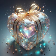 Wall Mural - valentines gift box with heart